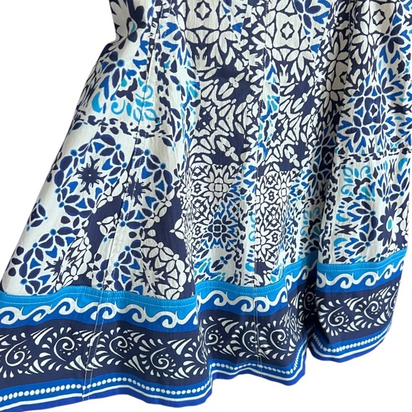 Avec Les Filles Sweetheart Neck Cotton Mini Sundress In Blue and White size 8 - Picture 6 of 10